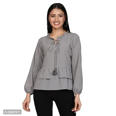 Elegant Grey Polyester Solid Tunic For Women