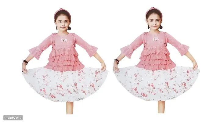 Fabulous Peach Cotton Blend Solid Top With Bottom Set Combo For Girls