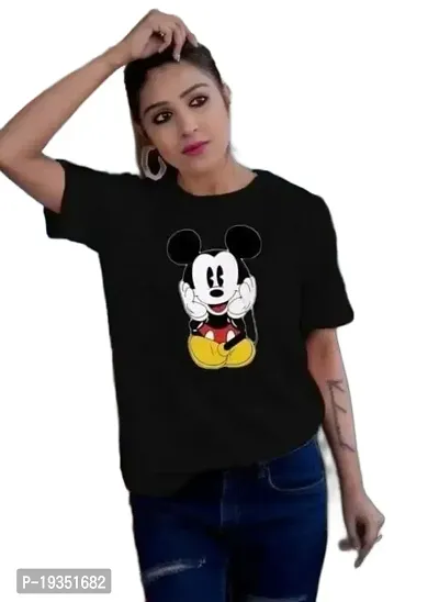 Printed Short Sleeve Round Neck T Shirt for Women and Girls-thumb0