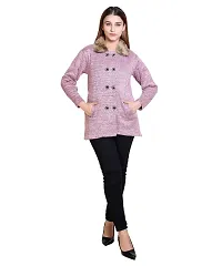 Elegant Pink Woolen Self Pattern Sweaters For Women-thumb1