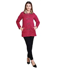 Elegant Pink Woolen Self Pattern Sweaters For Women-thumb1