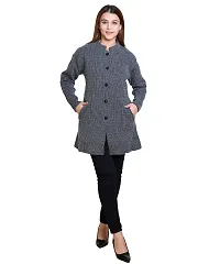 Elegant Grey Woolen Self Pattern Sweaters For Women-thumb1