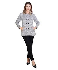 Elegant Grey Woolen Self Pattern Sweaters For Women-thumb1