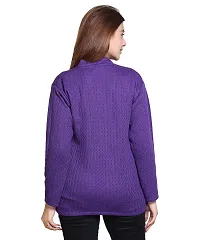 Elegant Purple Wool Blend Self Pattern Cardigan For Women-thumb3