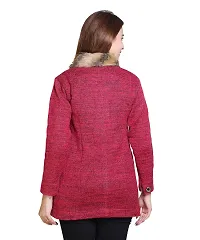 Elegant Pink Woolen Self Pattern Sweaters For Women-thumb3