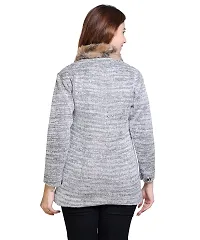 Elegant Grey Woolen Self Pattern Sweaters For Women-thumb3