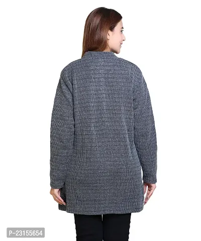 Elegant Grey Woolen Self Pattern Sweaters For Women-thumb4