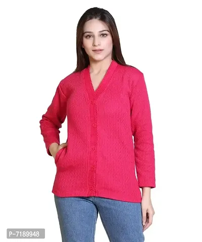 Stylish Solid Woolen Pink Sweaters For Women-thumb0