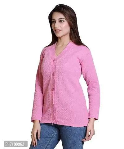 Stylish Solid Woolen Pink Sweaters For Women-thumb0