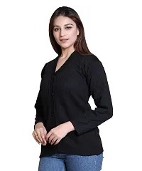 Stylish Solid Woolen Black Sweaters For Women-thumb2