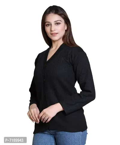 Stylish Solid Woolen Black Sweaters For Women-thumb3