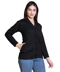Stylish Solid Woolen Black Sweaters For Women-thumb4