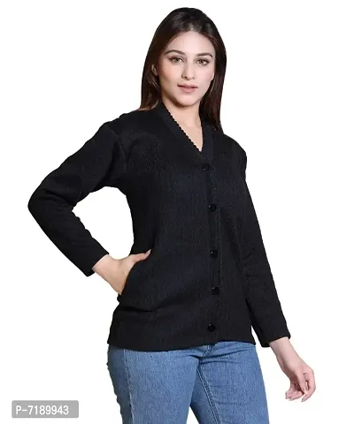 Stylish Solid Woolen Black Sweaters For Women-thumb5