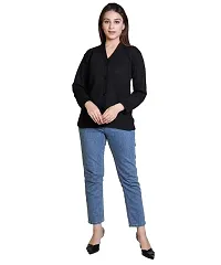 Stylish Solid Woolen Black Sweaters For Women-thumb1