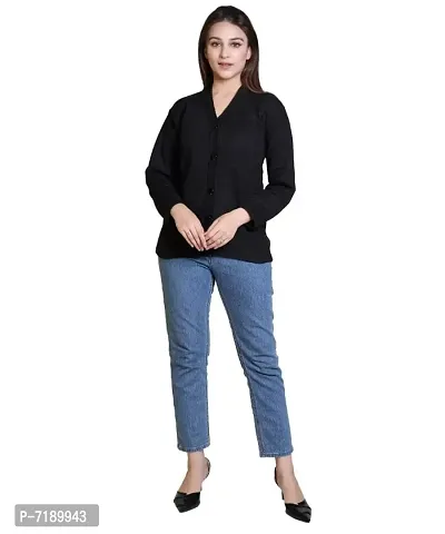 Stylish Solid Woolen Black Sweaters For Women-thumb2