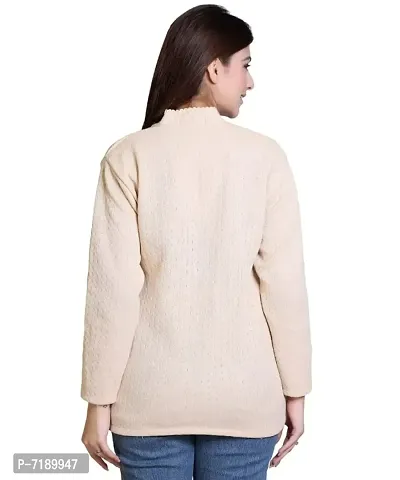 Stylish Solid Woolen Beige Sweaters For Women-thumb3