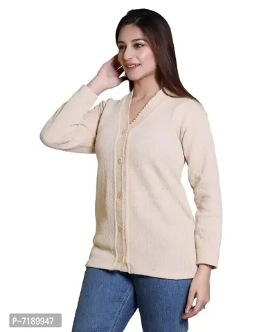 Stylish Solid Woolen Beige Sweaters For Women-thumb5