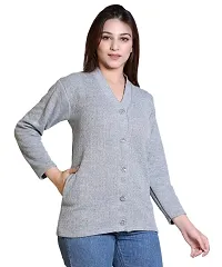 Stylish Solid Woolen Grey Sweaters For Women-thumb3