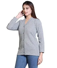Stylish Solid Woolen Grey Sweaters For Women-thumb1