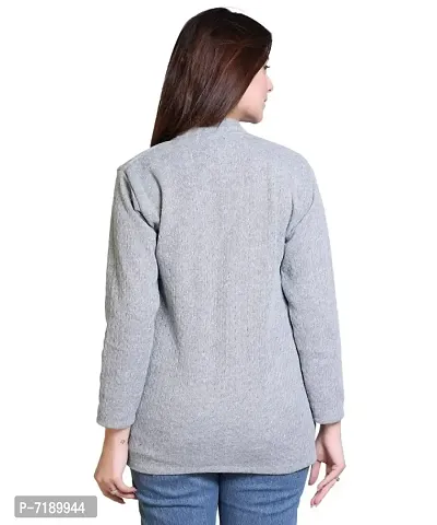 Stylish Solid Woolen Grey Sweaters For Women-thumb5