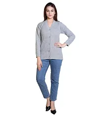 Stylish Solid Woolen Grey Sweaters For Women-thumb2