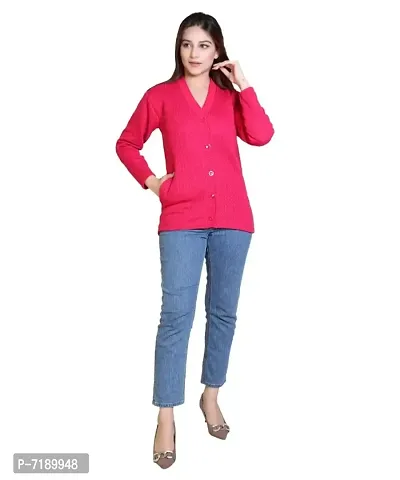 Stylish Solid Woolen Pink Sweaters For Women-thumb3