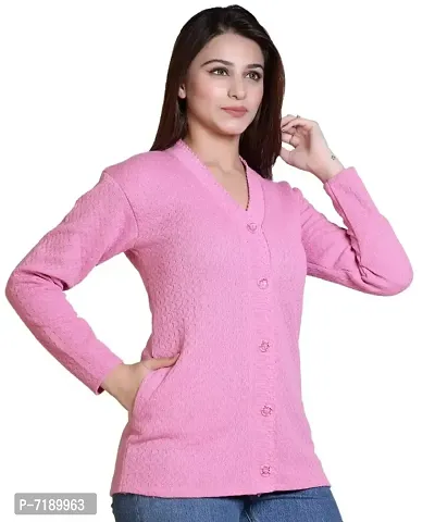 Stylish Solid Woolen Pink Sweaters For Women-thumb5