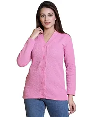 Stylish Solid Woolen Pink Sweaters For Women-thumb1