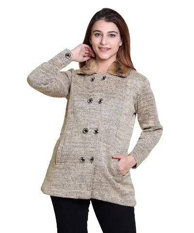 Elegant Woolen Self Pattern Sweaters For Women