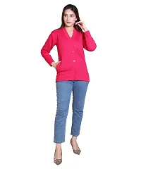 HRD7 Woolen Front Open Buttoned Women Cardigan Sweaters-thumb1