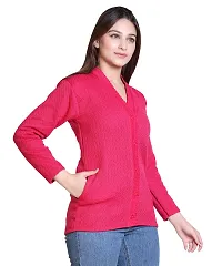 HRD7 Woolen Front Open Buttoned Women Cardigan Sweaters-thumb2