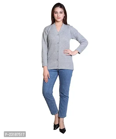 HRD7 Woolen Front Open Buttoned Women Cardigan Sweaters-thumb3
