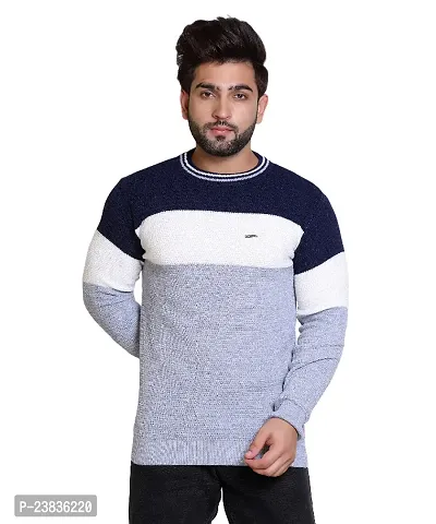 Elegant Pullover Wool Color Blocked Sweater for Men-thumb0