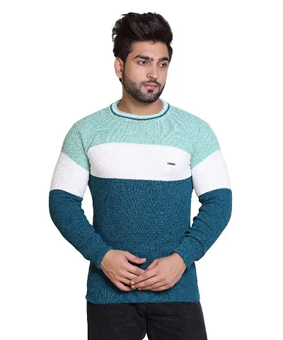 Elegant Pullover Wool Color Blocked Sweater for Men