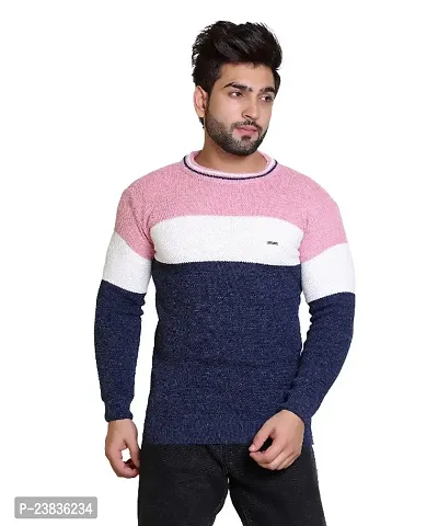 Elegant Pullover Wool Color Blocked Sweater for Men-thumb0