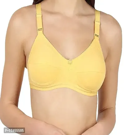 Stylish Yellow Hosiery Solid Non Padded Bras For Women