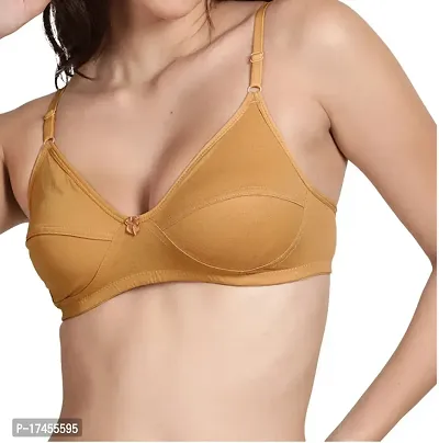 Stylish Brown Hosiery Solid Non Padded Bras For Women