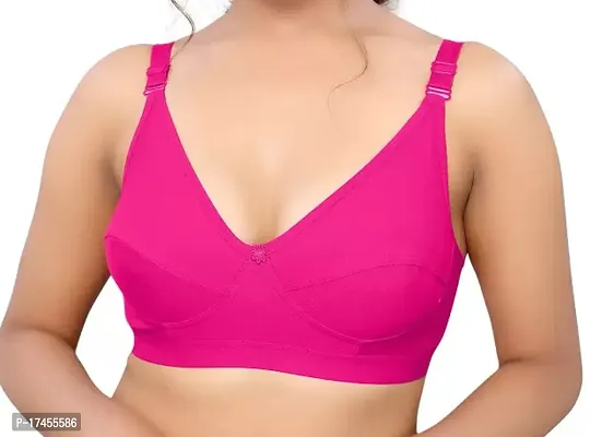 Stylish Pink Hosiery Solid Non Padded Bras For Women-thumb0