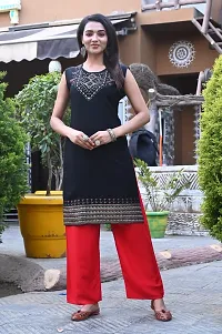 Black Rayon Self Pattern Kurtas For Women-thumb4