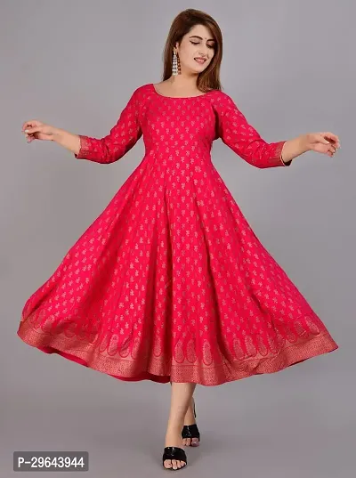 Stylish Pink Rayon Ethnic Gown For Women-thumb0