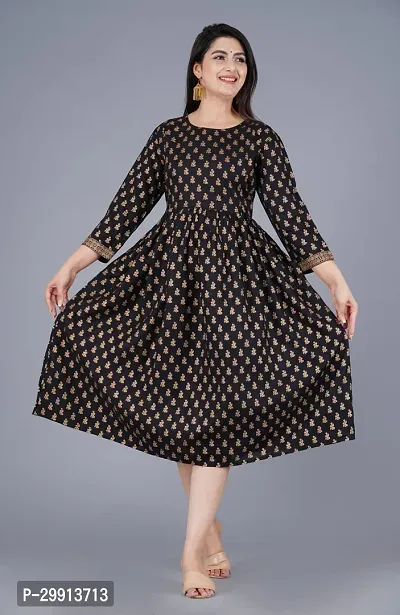 Stylish Black Rayon Kurta For Women