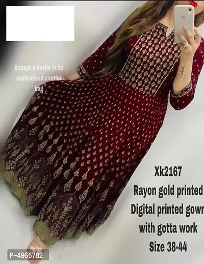 Rayon Stylish Long Gown-thumb0
