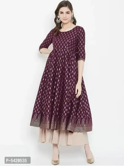 Magenta Rayon Printed Kurtas For Women