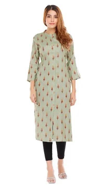 Stylish Cotton Printed 3/4 Sleeves Straight Kurti