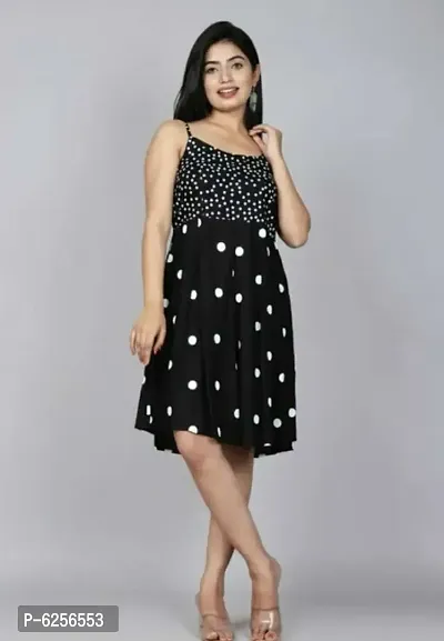 Stylish Rayon Printed Sleeveless Dress For Women