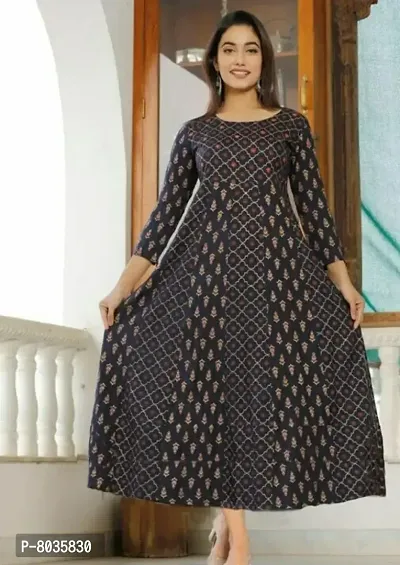 Stunning Rayon Printed Long Maxi Kurta For Women