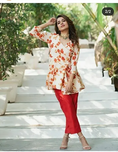 Stylish Rayon Printed Kurta Bottom Set