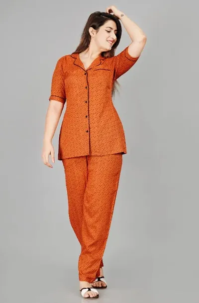 Fancy Rayon Printed Night Suit For Women
