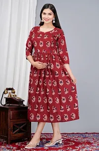 Stylish Rayon Printed Round Neck 3/4 Sleeves Feeding Kurta For Women-thumb1