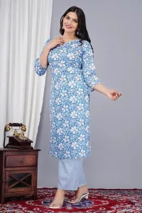 Stylish Rayon Floral Printed 3/4 Sleeves Kurta With Palazzo Set-thumb2